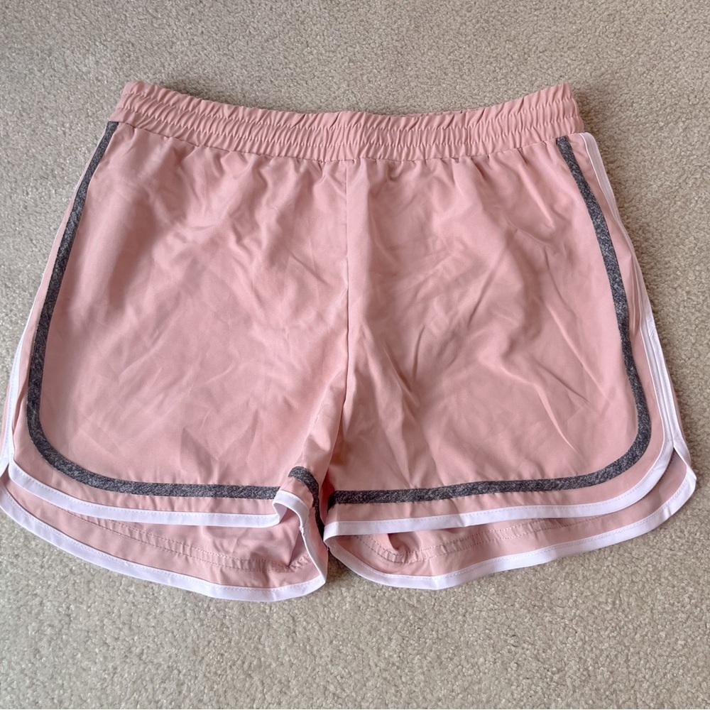 Adrienne Vittadini lined Pink Athletic Shorts with Gray and White Trim